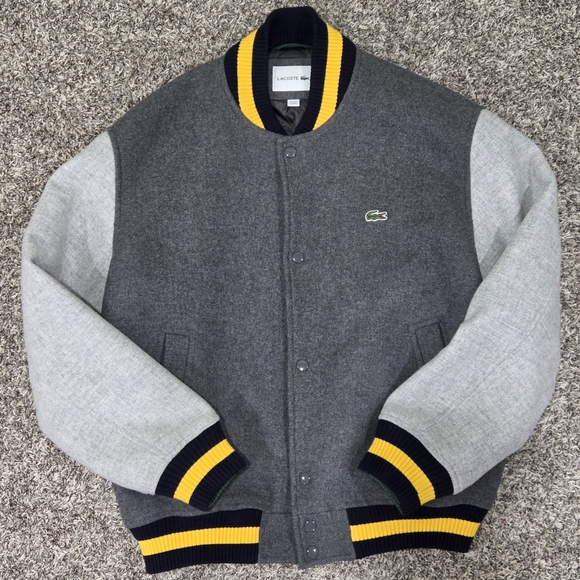 Lacoste Men's Colorblocked Striped-Trim Varsity Jacket